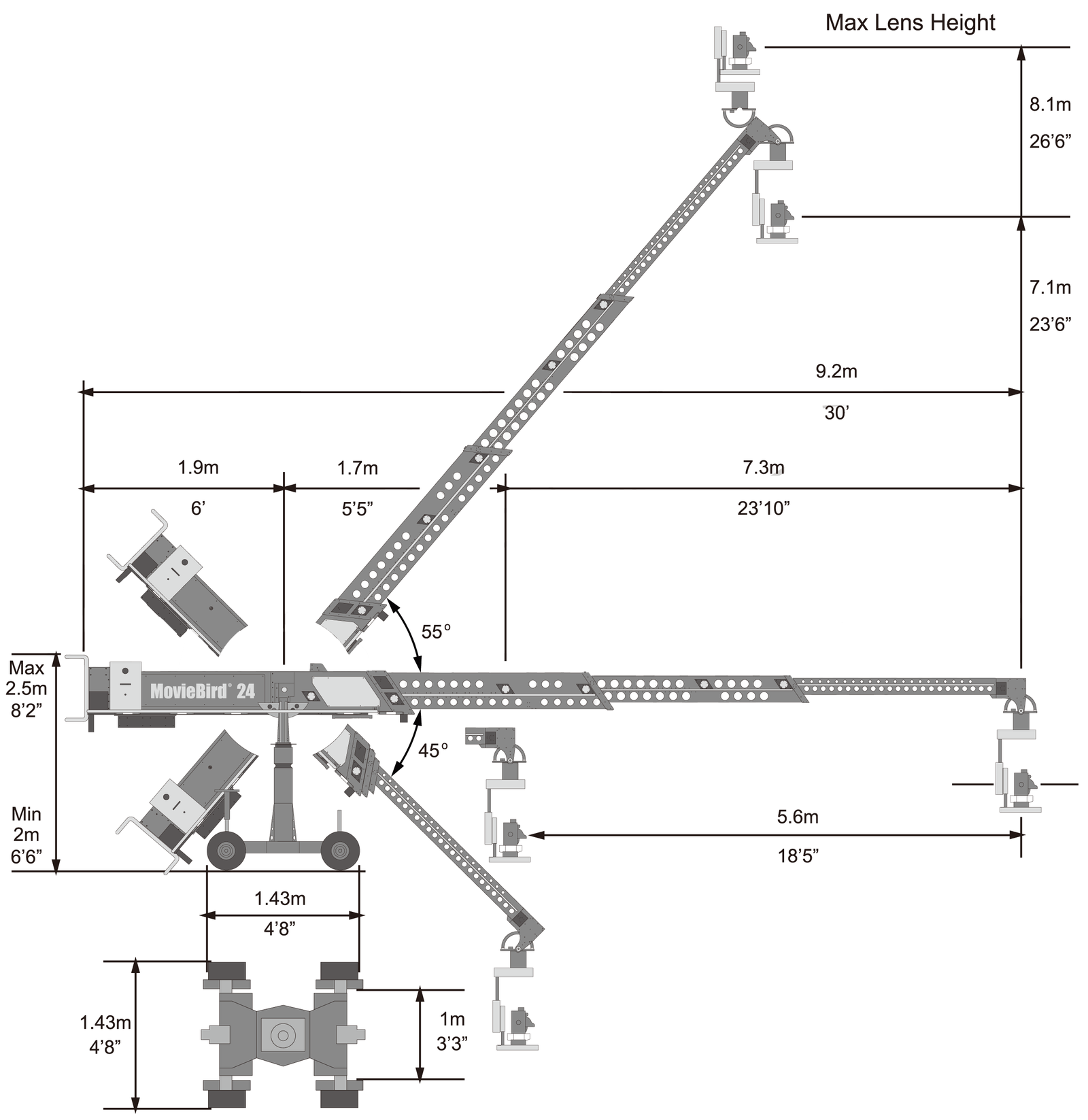 MB-24 の機体図（寸法入り）